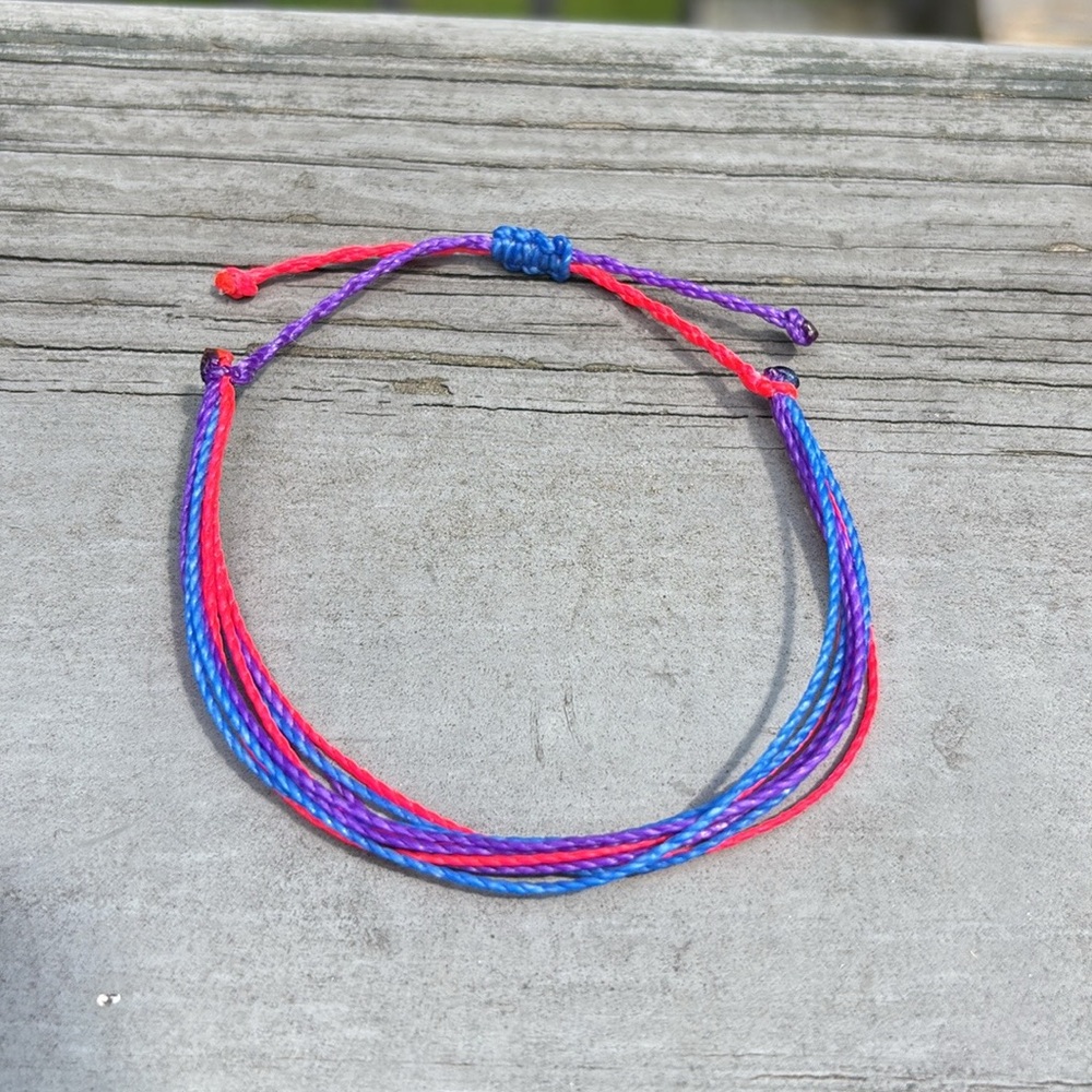 Adjustable Friendship Waxed Cord Waterproof Summer Bracelet in Bisexual Pride